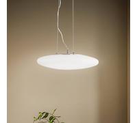 Lindby Gunda LED pendant light, white, glass, Ø 47 cm, dimmable