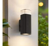 Lindby Halvar outdoor wall lamp, black, 20 cm, 2 x GU10, IP65