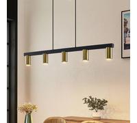 Lindby hanging light Baliko, black/brass, 5-bulb, GU10