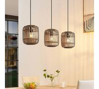 Lindby Ceiling Light 'Canyana' dimmable in Brown Made of Wood for e.g. Living Room & Dining Room (3 Light Sources, E27) from Pendant Lighting, lamp, Hanging lamp, lamp, Ceiling lamp, Hanging Light