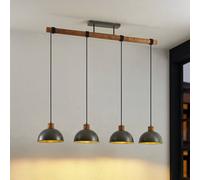 Lindby hanging light Durbis, 116 cm, 4-bulb, grey, wood, E27