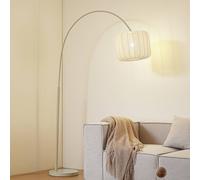 Lindby Helin arc lamp, beige, textile, height 198.5 cm