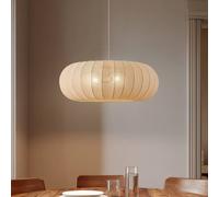 Lindby Helin pendant light, beige, Ø 70 cm, textile, 3 x E27