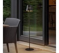 Lindby Hilario LED solar floor lamp, black, iron, rechargeable battery