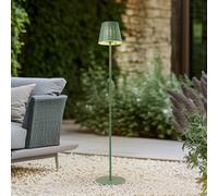 Lindby Hilario LED solar floor lamp, green, iron, rechargeable battery