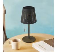 Lindby Hilario LED solar table lamp, black, iron, rechargeable battery