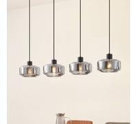 Lindby Hildur pendant light, 4-bulb, 115 cm, smoke grey, glass