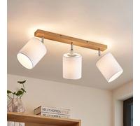 Lindby Imarin ceiling spotlight, 56 cm, 3-bulb, white, wood