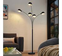 Lindby Jewa floor lamp, black, metal, 5-bulb, E14