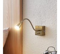 Lindby Jolka LED reading light, switch, antique brass