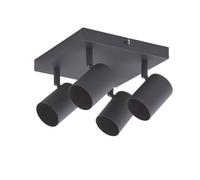 Lindby Jorell Dimmable Spotlight in Black Metal e.a. for Office (4 Lamps, GU10), Recessed Light, Ceiling Light, Wall Light