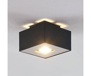 Lindby Kasi ceiling light, black 1-bulb 14 x 14 cm