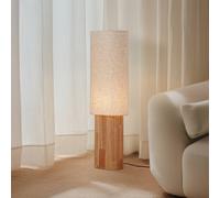 Lindby Kimiko floor lamp, height 100 cm, wood, textile, E27