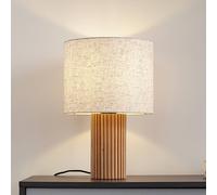 Lindby Kimiko table lamp, height 38 cm, wood, textile