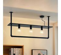 Lindby Kirista ceiling light, 3-bulb, black, 100 cm