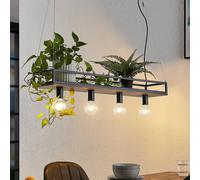 Ceiling Light 'Kirista' dimmable (Vintage, Antique) in Black Made of Metal for e.g. Living Room & Dining Room (4 Light Sources, E27) from Lindby | Pendant Lighting, lamp, Hanging lamp, lamp, Ceiling