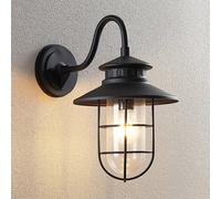 Lindby Outdoor Wall Light Kyan dimmable (Antique, Vintage) in Black Made of Metal (1 Light Source E27) from wall lamp for Exterior/Interior Walls House Terrace und Balcony
