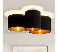 Ceiling Light 'Laurenz' dimmable (Modern) in Black Made of Textile for e.g. Living Room & Dining Room (3 Light Sources, E27) from Lindby | Ceiling lamp, lamp