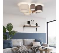 Lindby ceiling light Laurenz, 5-bulb, 93cm, brown/beige, E27