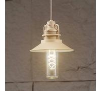 Lindby LED battery-powered pendant light Raul, beige, aluminium, Ø 15 cm