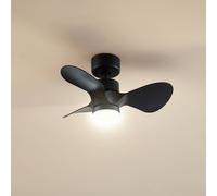 Lindby LED ceiling fan Enon, black, DC motor, quiet