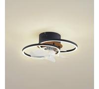 Lindby LED ceiling fan Lomana, black, quiet, CCT