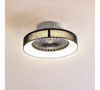 Lindby LED ceiling fan Mace, black, quiet, Ø 47 cm
