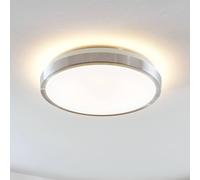 Lindby LED ceiling lamp Emelie, Ø 35 cm, aluminium-coloured, metal