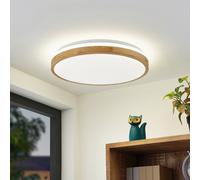 Lindby LED ceiling lamp Emiva, Ø 49 cm, CCT, wood