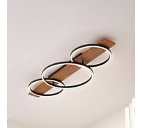 Lindby LED Ceiling Light Galad dimmable (Modern) in Brown Made of Wood for e.g. Living Room & Dining (3 Light Sources,) from Ceiling lamp,