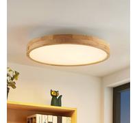 Lindby LED ceiling lamp Lanira, Ø 60 cm, wood, remote control, CCT