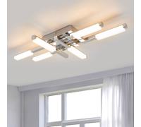 Lindby LED ceiling lamp Patrik, 62 cm, 6-bulb, chrome, IP44