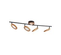 Lindby LED Ceiling Light 4 Lights, Wooden Spotlights Adjustable Rotatable Swiveling Lamp Built-in Track Lighting Round for Kitchen Bedroom Living Room Hallway Modern Wood Metal