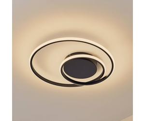 Lindby LED ceiling light Kyron, black, aluminium, dimmable, Ø45cm