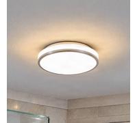 Lindby LED ceiling light Lyss, Ø 28 cm, chrome-coloured, IP44