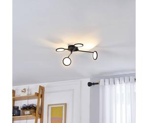 Lindby LED ceiling light Manel, black, iron, 60 cm long