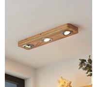 Lindby LED ceiling light Mikari, 48 cm, wood, swivelling