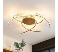 Lindby LED ceiling light Yareli, gold, metal, Ø 70cm
