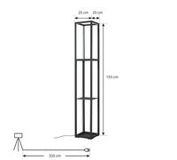 Lindby LED floor lamp Birta, standing, shelf, height 155 cm