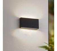 Lindby LED outdoor wall lamp Jarte, black, metal, 17 cm, IP54