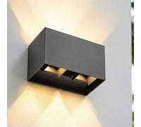 Lindby LED outdoor wall lamp Nivar, black, 4-bulb, 20 cm, IP54