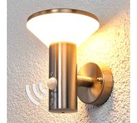 Outdoor Wall Light 'Tiga' (Modern) in Silver Made of Stainless Steel (1 Light Source,) from Lindby | Wall lamp for Exterior/Interior Walls, House, Terrace und Balcony