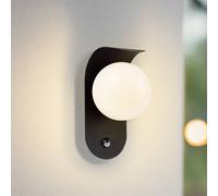 Lindby LED outdoor wall light Lacie, sensor, black/white, aluminium
