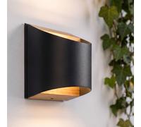 Lindby LED outdoor wall light Lenore, black, metal, 13.5 cm