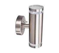 Lindby LED Outdoor Wall Light Tiberius (Modern) in Silver Made of Stainless Steel (2 Light Sources,) from wall lamp for Exterior/Interior Walls, House Terrace und Balcony