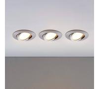 Lindby LED recessed spotlight Andrej, round, aluminium, set of 3