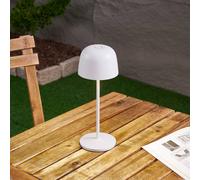 Lindby LED rechargeable table lamp Arietty, white, dimmable, IP65