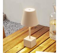 Lindby LED rechargeable table lamp Janea CUBE, beige, metal