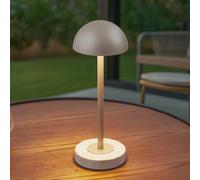 Lindby LED rechargeable table lamp Pippin, gold/travertine, IP44