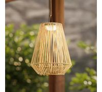 Lindby LED solar hanging lamp Austas, beige, Ø 32 cm, USB, IP54